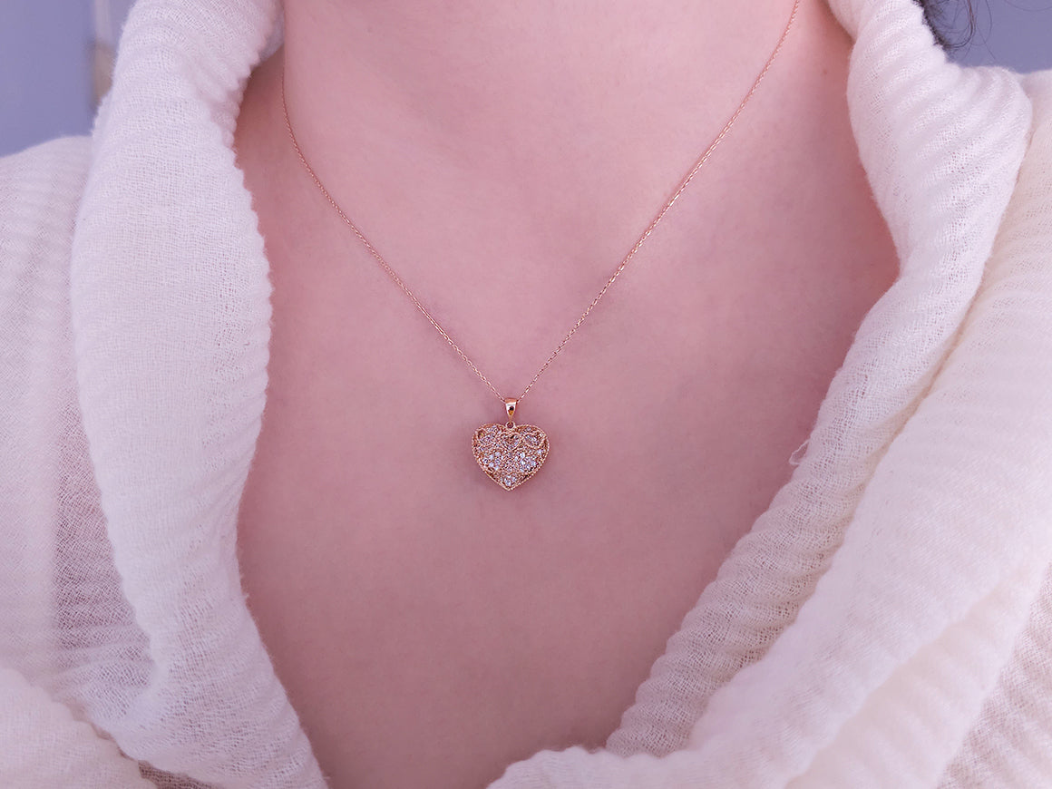 Roségold Herzanhänger mit Labor-Diamanten | 14K romantischer Schmuck - hochwertiger Schmuck von Rosy Lab Diamonds