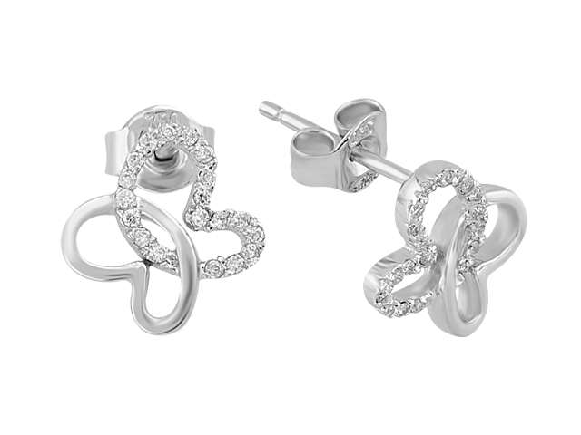 Verspielte Herz-Ohrstecker mit 38 Diamanten aus 8K Weißgold