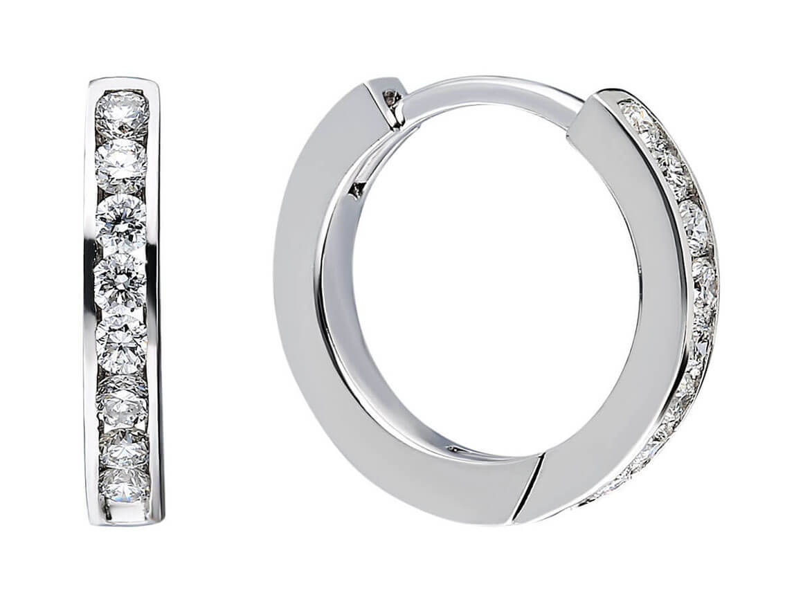 Diamond hoop earrings in 8K White Gold with channel setting | 0.30 ct brilliance – high-quality Jewelry by Rosy Lab Diamonds