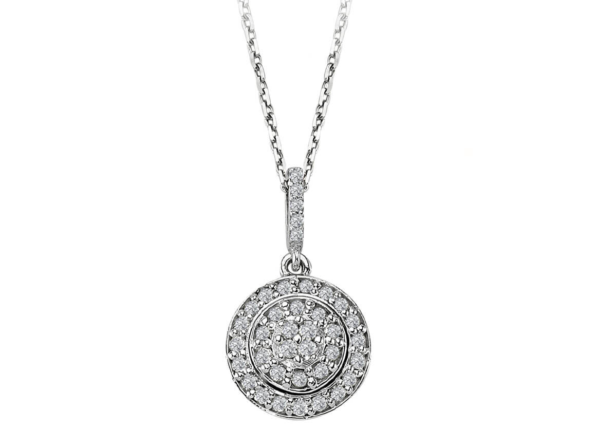 Round pendant with channel setting and 38 lab diamonds