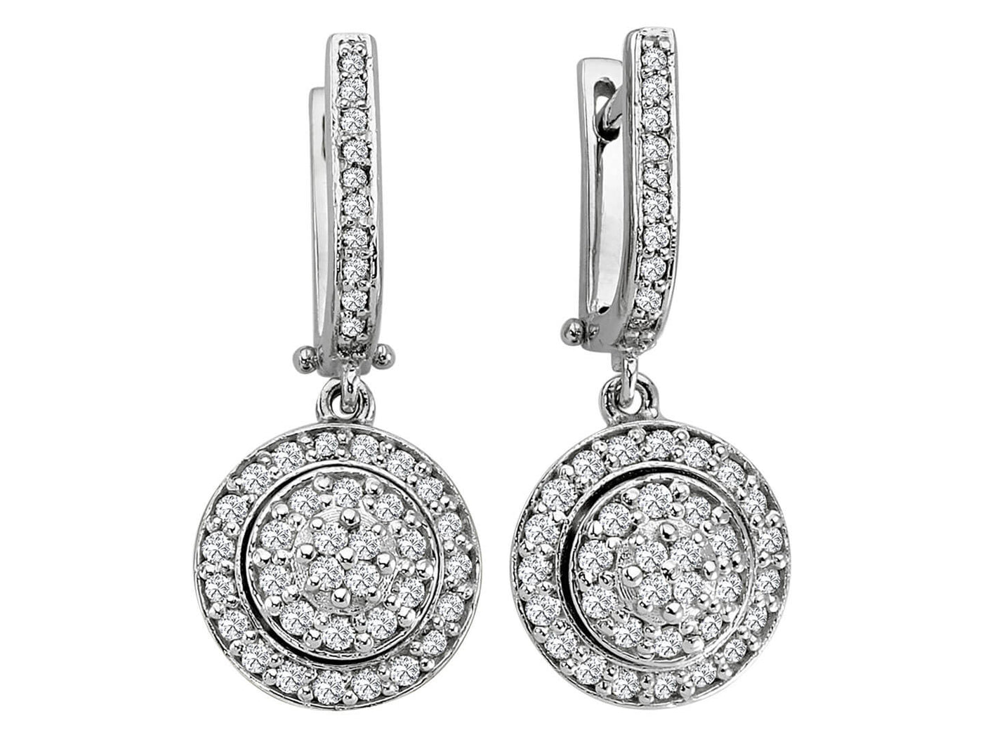 Boucles Pendantes rondes avec 88 diamants en Or Blanc 585 – Élégantes et durables – Bijoux haut de gamme de Rosy Lab Diamonds