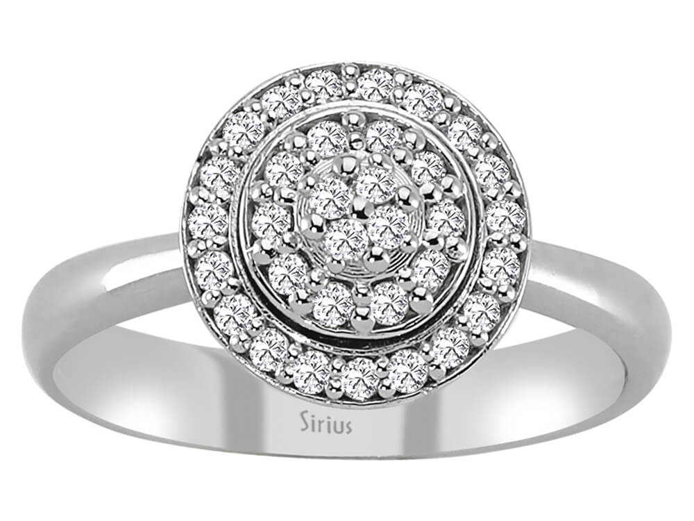 Rosy Lab Diamonds'tan 33 laboratuvarda yetiştirilmiş elmaslı “Kanalli” Beyaz Altın yüzük - 14 ayar - yüksek kaliteli Mücevher
