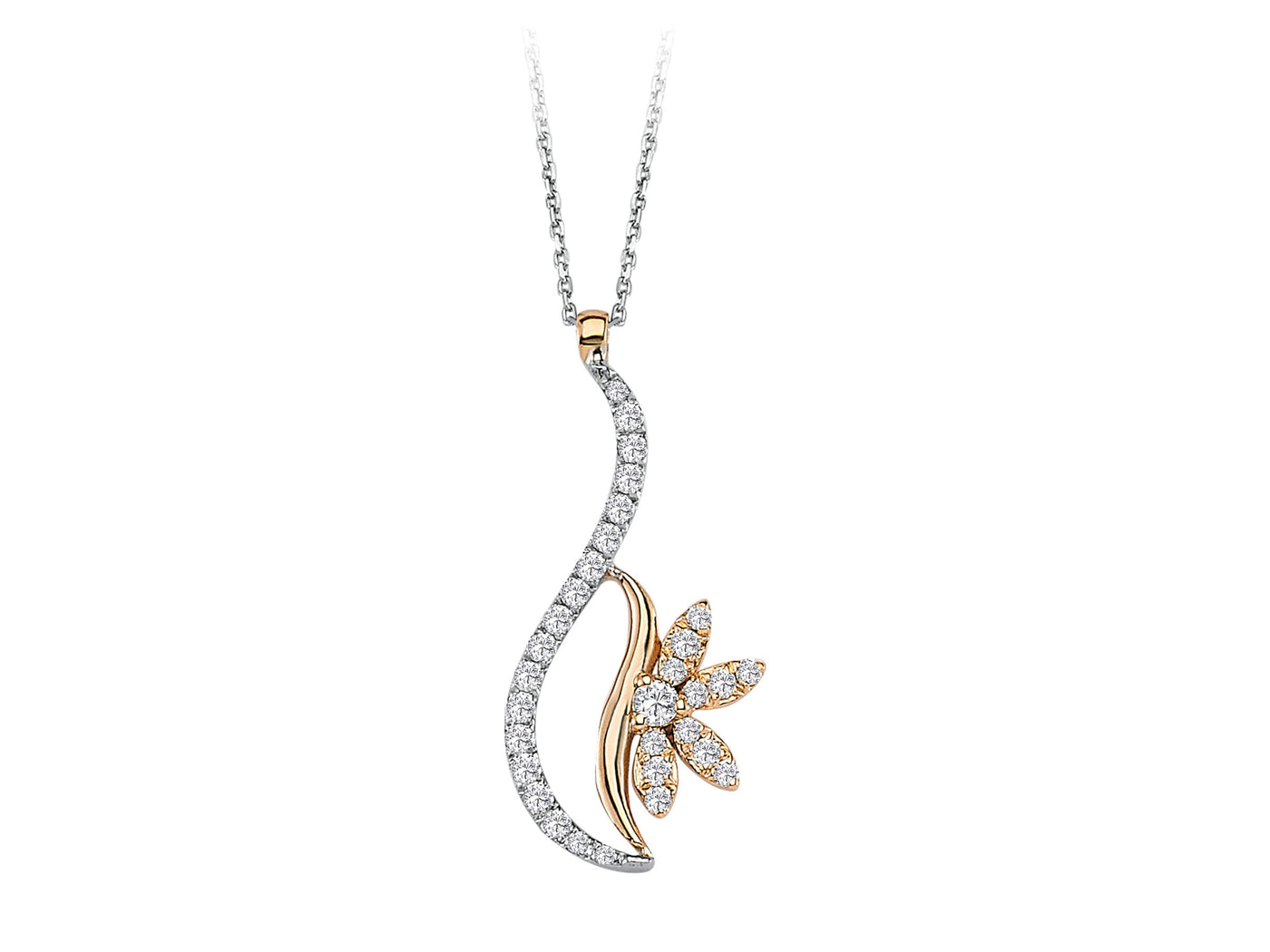 Kardelen pendant with 30 diamonds – 14K bicolor gold