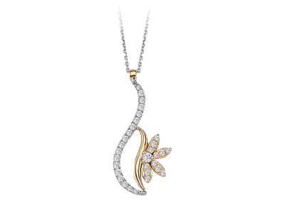 Kardelen pendant with 30 diamonds – 14K bicolor gold