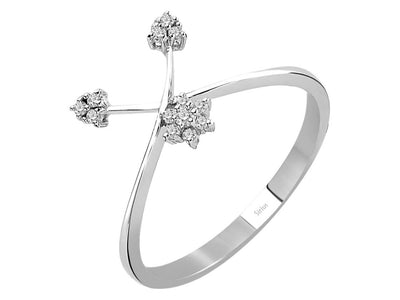 Diamantring "Kardelen" mit floralem Design – 13 Steine – 0,11 ct – 18K Weißgold