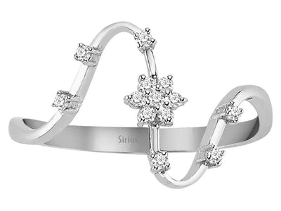 Zarter Kardelen-Diamantring – 13 Steine – 0,15 ct – 8K Weißgold