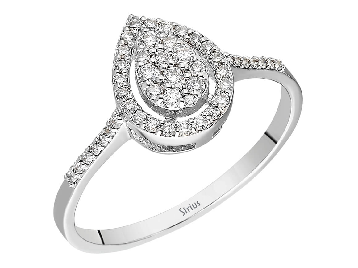 خاتم ألماس على شكل قطرة «Katre» - 0,29 قيراط - ذهب أبيض عيار 14 قيراط - مجوهرات فاخرة من Rosy Lab Diamonds