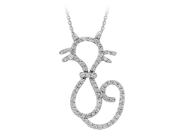 سلسلة قطط مرصعة بـ85 ماسة مخبرية من ذهب أبيض عيار 14 قيراطًا - مجوهرات فاخرة من Rosy Lab Diamonds