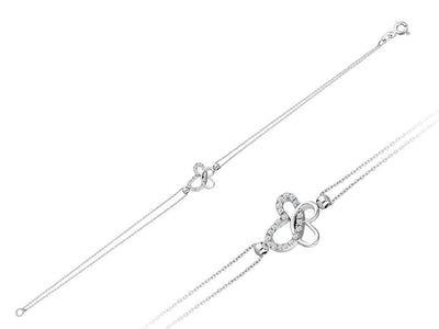 Fine bracelet with butterfly motif and 19 lab-grown diamonds in 14K white gold