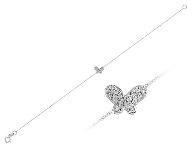 Zartes Schmetterlingsarmband mit 16 lab-grown Diamanten – 18K Weißgold