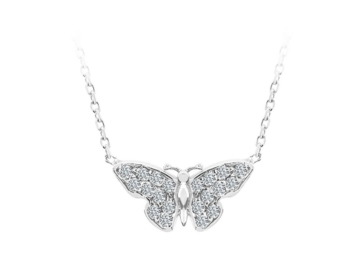 Pendentif papillon avec diamants cultivés en laboratoire en or 8K