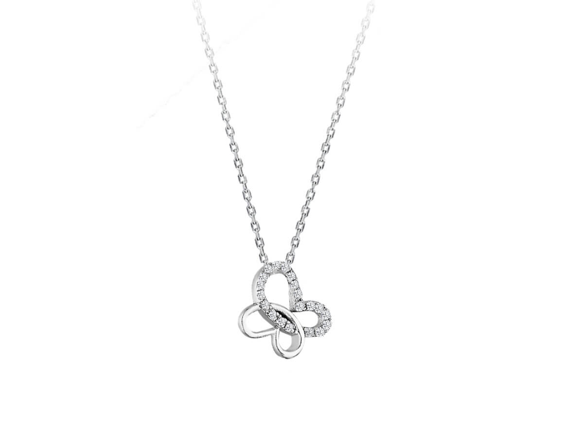 Zarte Schmetterlingskette mit 19 Labordiamanten in 8K Weißgold