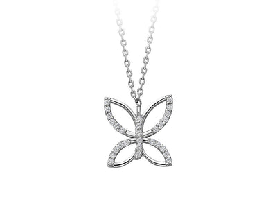 Diamond butterfly pendant made of 8K white gold with 28 stones