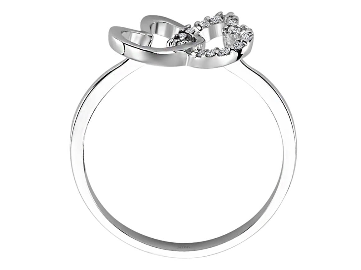 خاتم فراشة مرصع بالألماس - 0,07 قيراط - ذهب أبيض عيار 8 قيراط - مجوهرات فاخرة من Rosy Lab Diamonds