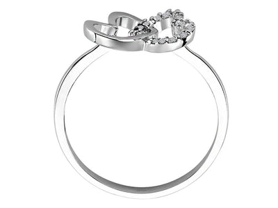 Schmetterlingsring mit 18 Diamanten – 0,07 ct – 8K Weißgold