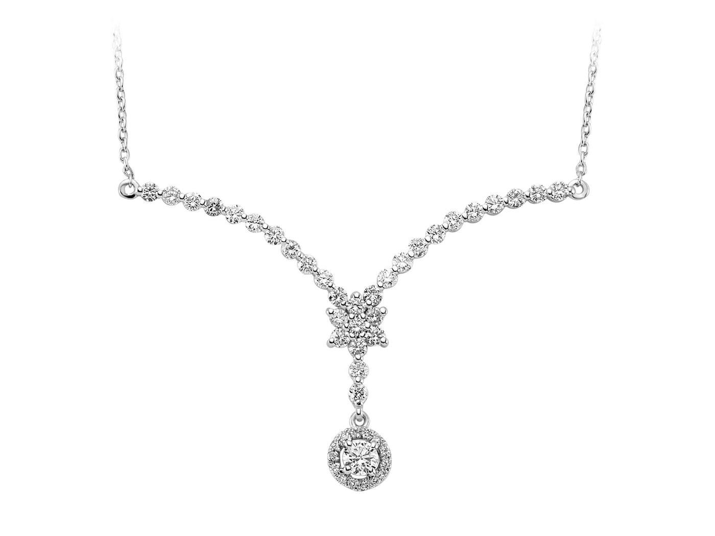 Y-Halskette mit Diamanten in 14K Weißgold