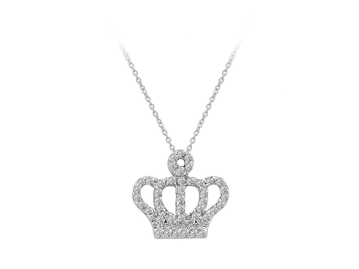 قلادة تاج مع 48 ماسة براقة - ذهب أبيض عيار 14 قيراطًا - مجوهرات عالية الجودة من Rosy Lab Diamonds