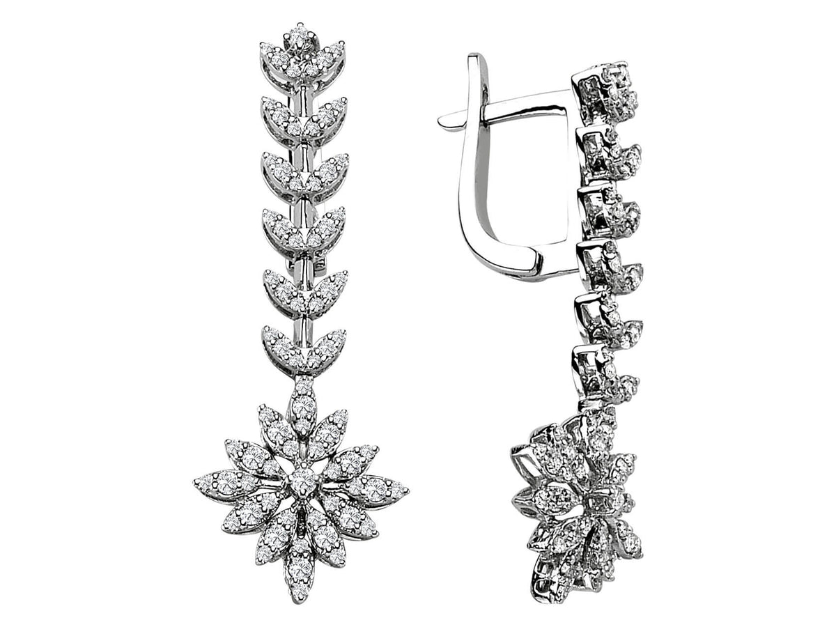 Ohrringe mit Diamant & Labordiamanten in 14K Weißgold | Rosy – hochwertiger Schmuck von Rosy Lab Diamonds