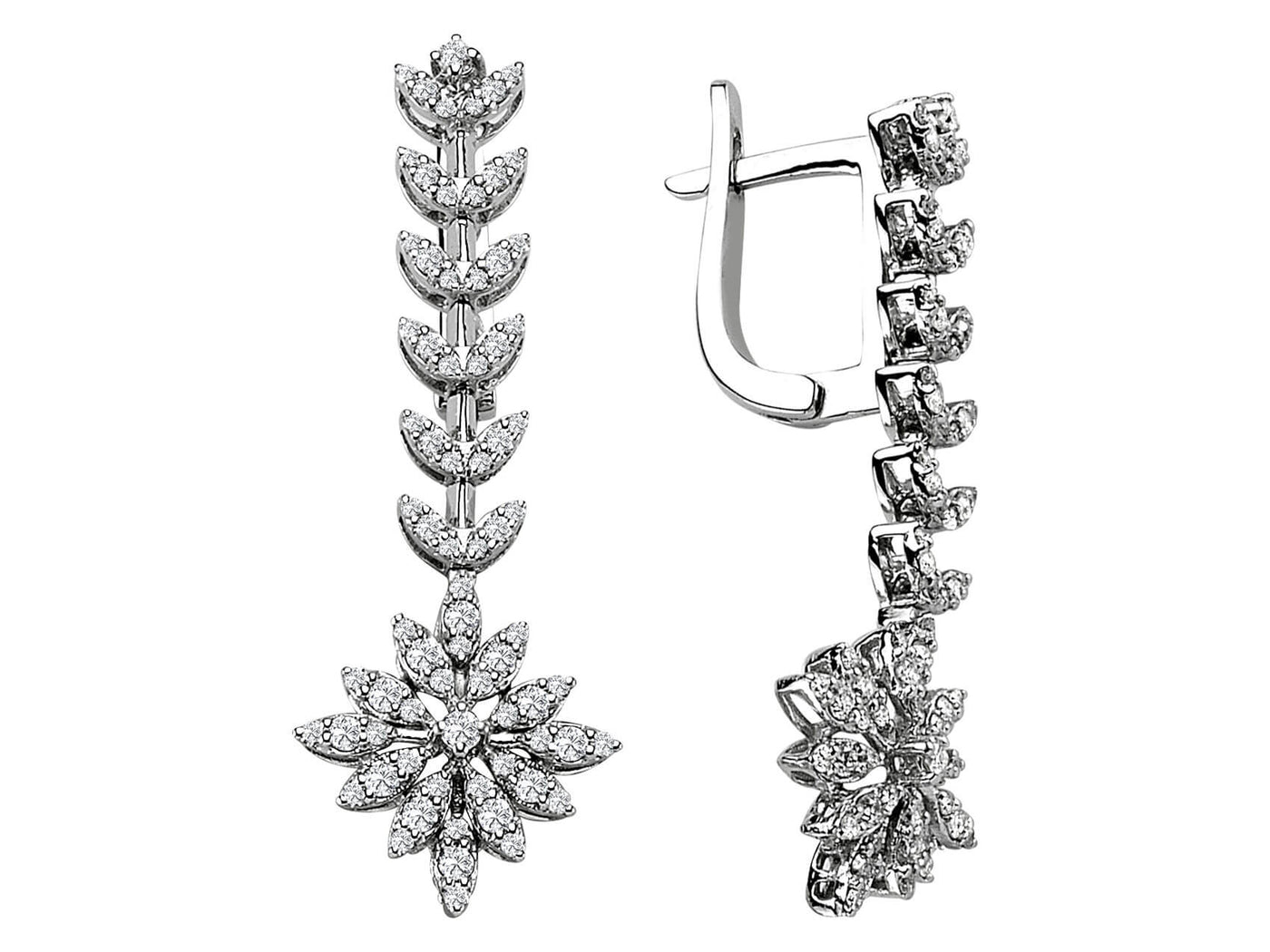 Elegant chrysanthemum earrings with lab-grown diamonds
