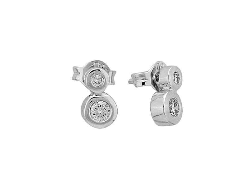 Boucles d'oreilles modernes à double diamant en or blanc 14K