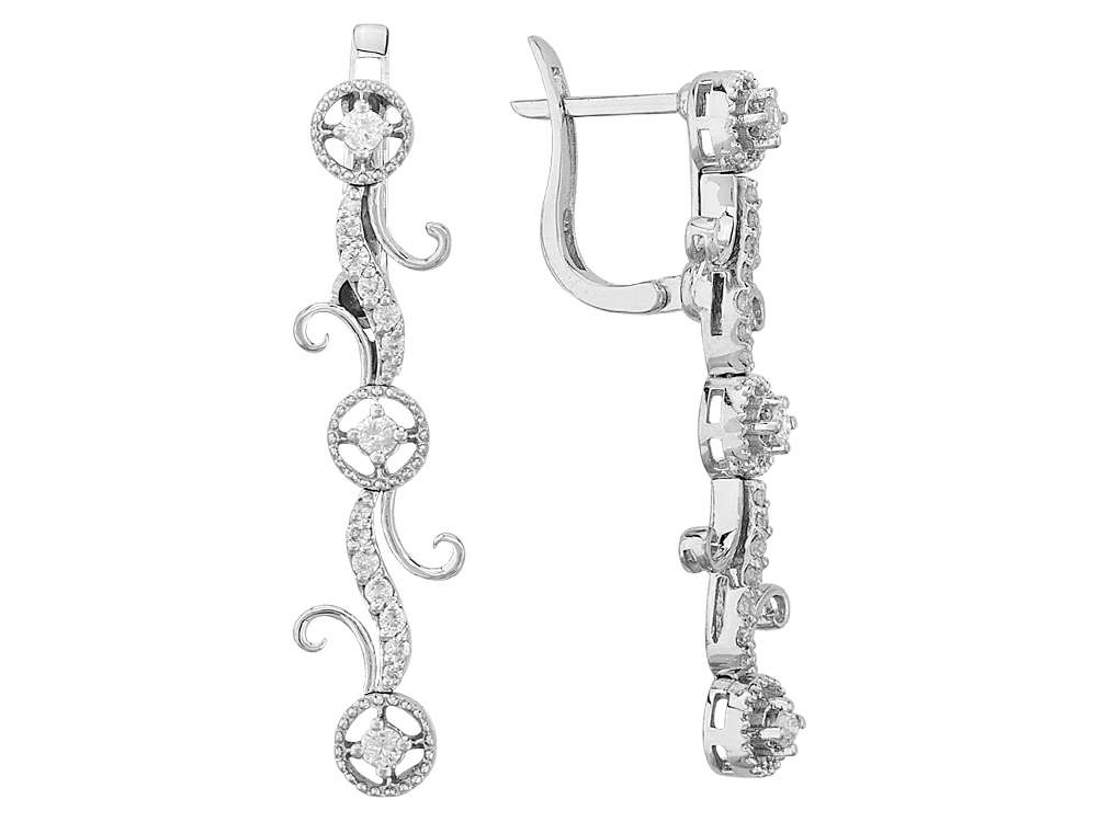 Ornate diamond drop earrings in 14k White Gold | 06E0012 - high-quality Jewelry by Rosy Lab Diamonds