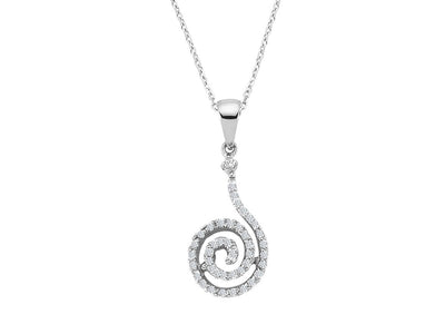 Weißgold Anhänger mit Spiraldesign und 41 laborgezüchteten Diamanten