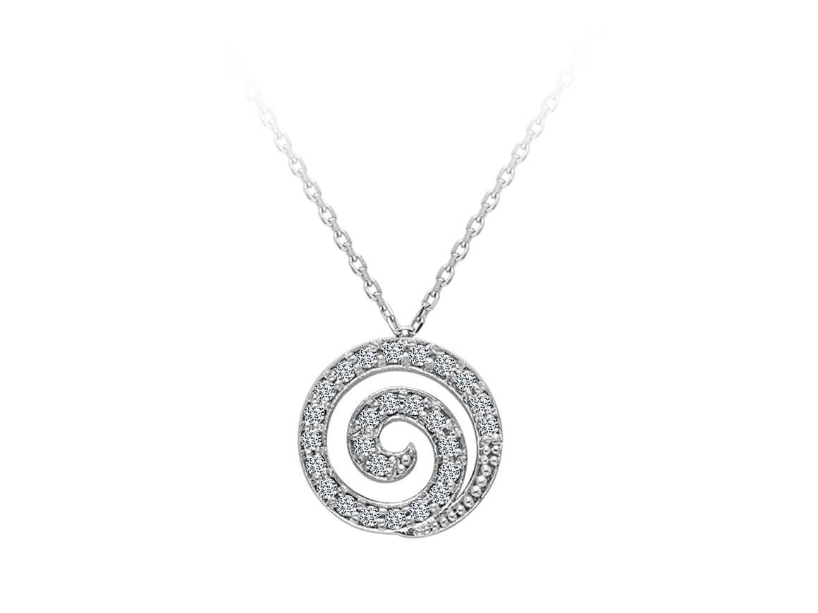 Spiral pendant with diamonds | 14K white gold