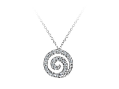 Spiral pendant with diamonds | 14K white gold
