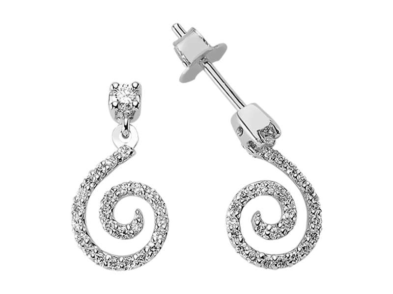 Elegant spiral earrings with lab diamonds in 585 white gold