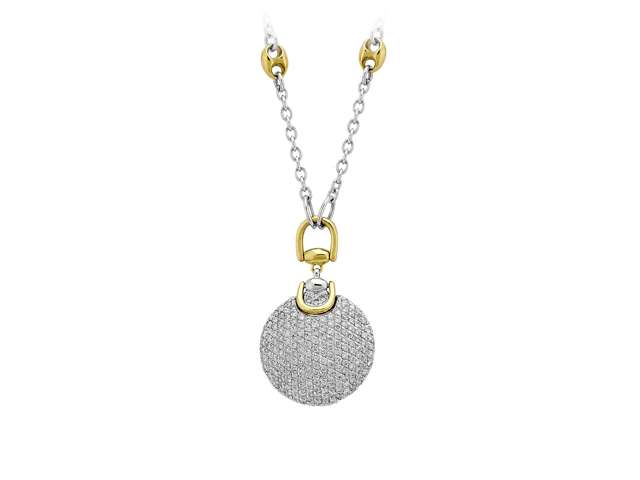 185 pırlantalı iki renkli madalyon kolye – 14 ayar altın Mücevher – Rosy Lab Diamonds’tan yüksek kaliteli Mücevher