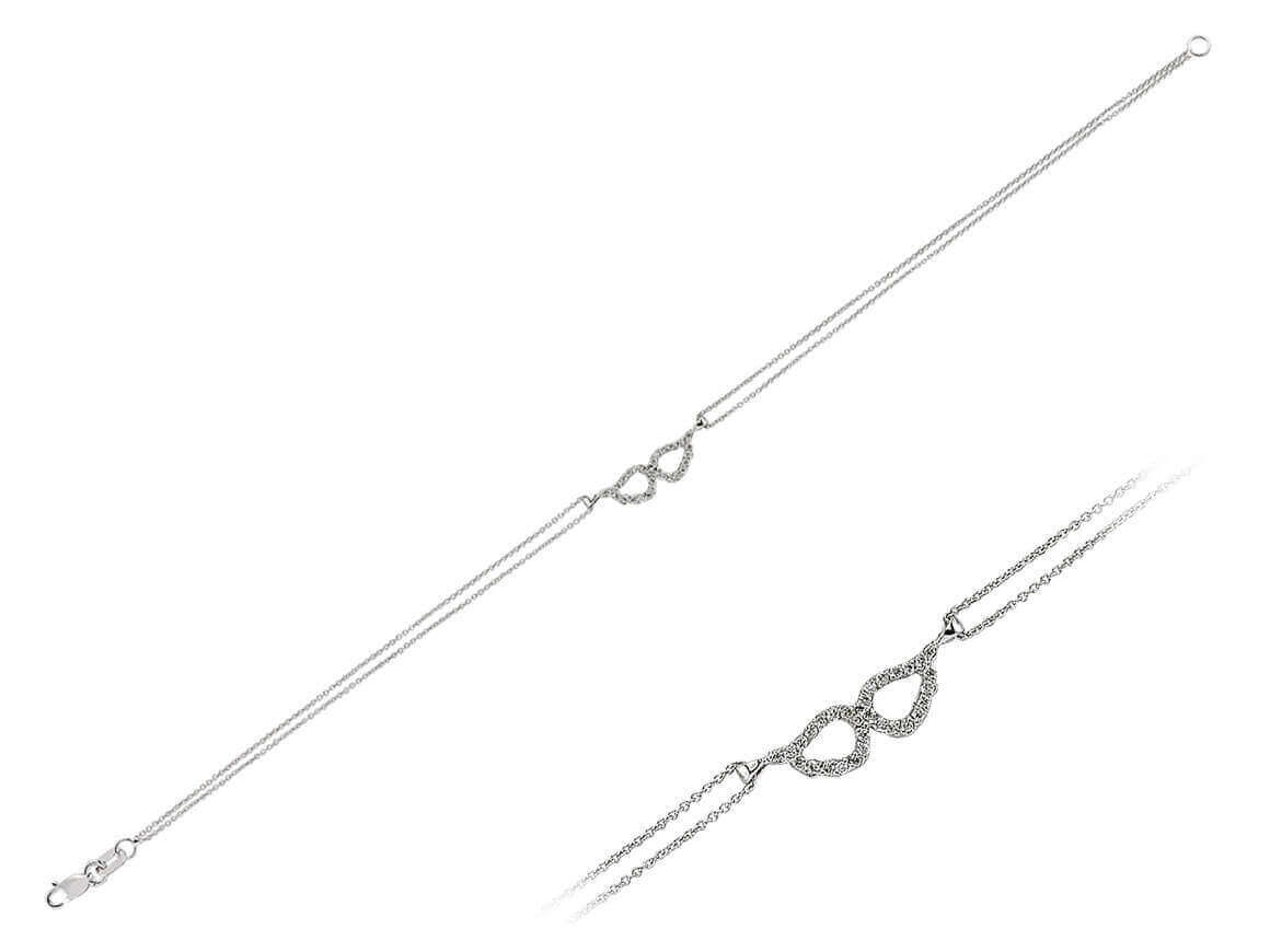 Filigree Infinity Bracelet with 30 Lab-Grown Diamonds – 14K White Gold