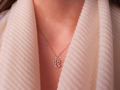 Elegant angel pendant with lab-grown round brilliant cut diamonds