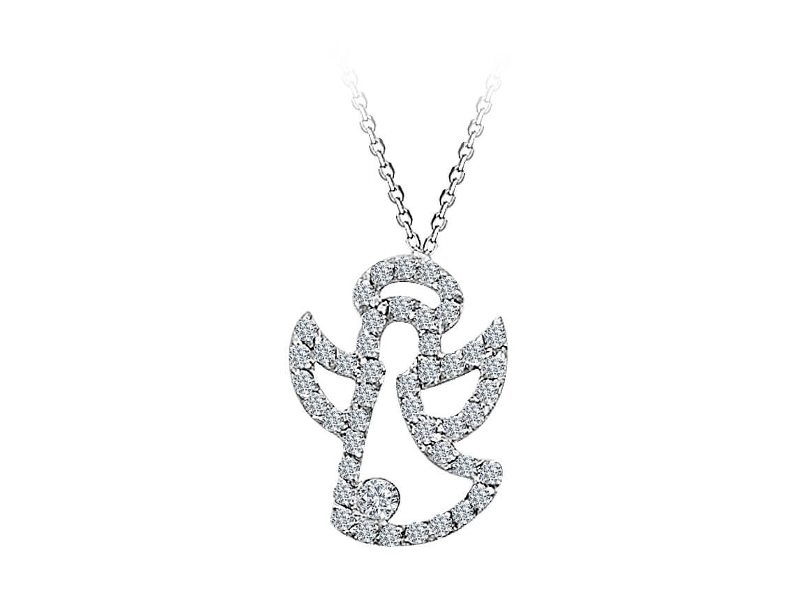 Elegant angel pendant with lab-grown round brilliant cut diamonds