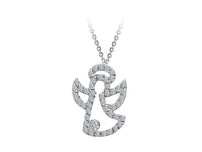 Elegant angel pendant with lab-grown round brilliant cut diamonds