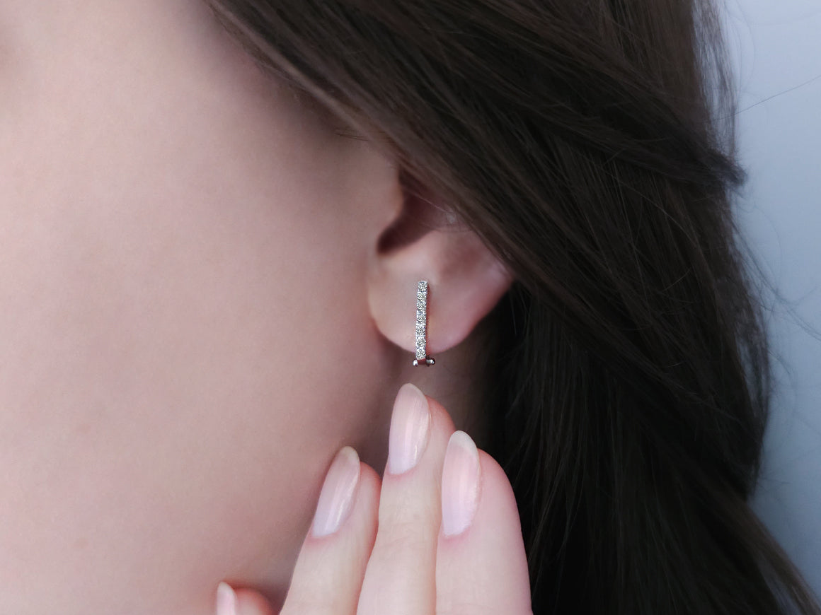 Créoles minimalistes - 14 diamants en or 333 millièmes | Bijoux d’oreilles raffinés - Bijoux haut de gamme de Rosy Lab Diamonds