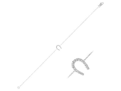 Fine horseshoe bracelet with diamonds in 14K white gold