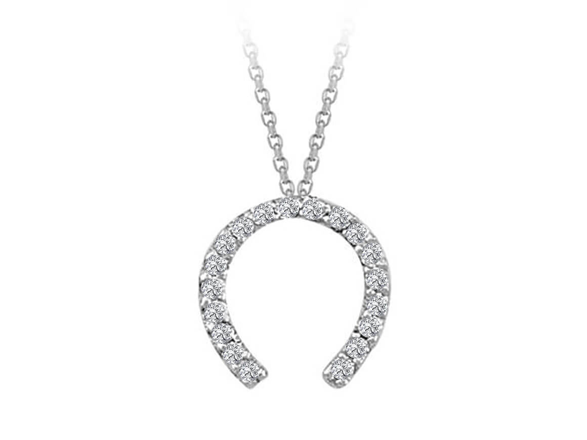 8K Beyaz Altın’dan elmaslı at nalı kolye - 19 taş, 0,12 ct - Rosy Lab Diamonds’tan yüksek kaliteli Mücevher
