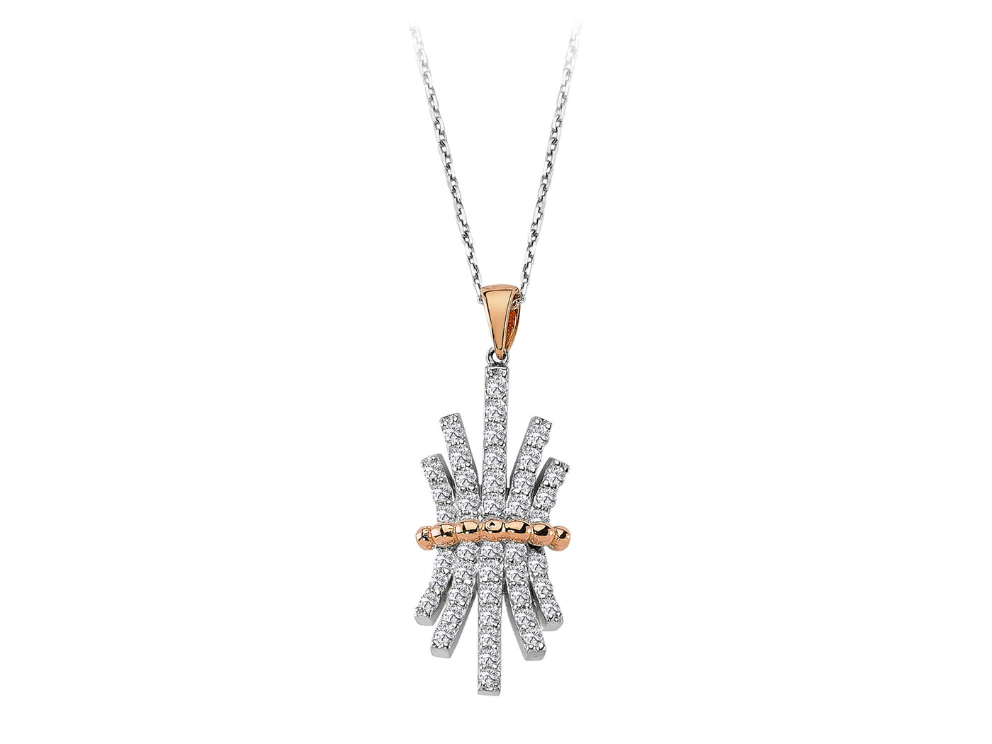 Strahlen-Anhänger mit 46 Labor-Diamanten in Bicolor-Design