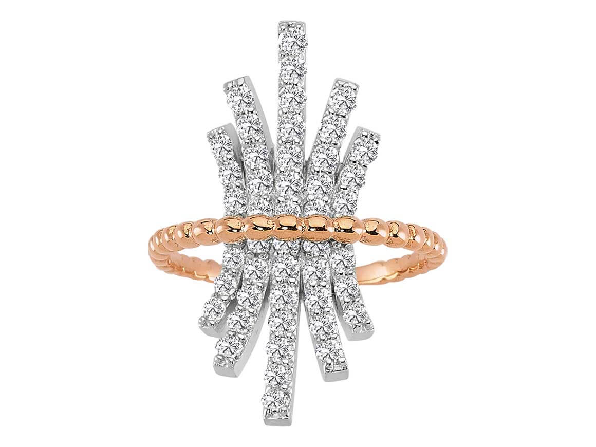 Rose gold ring "Nazca" with 46 lab-grown diamonds