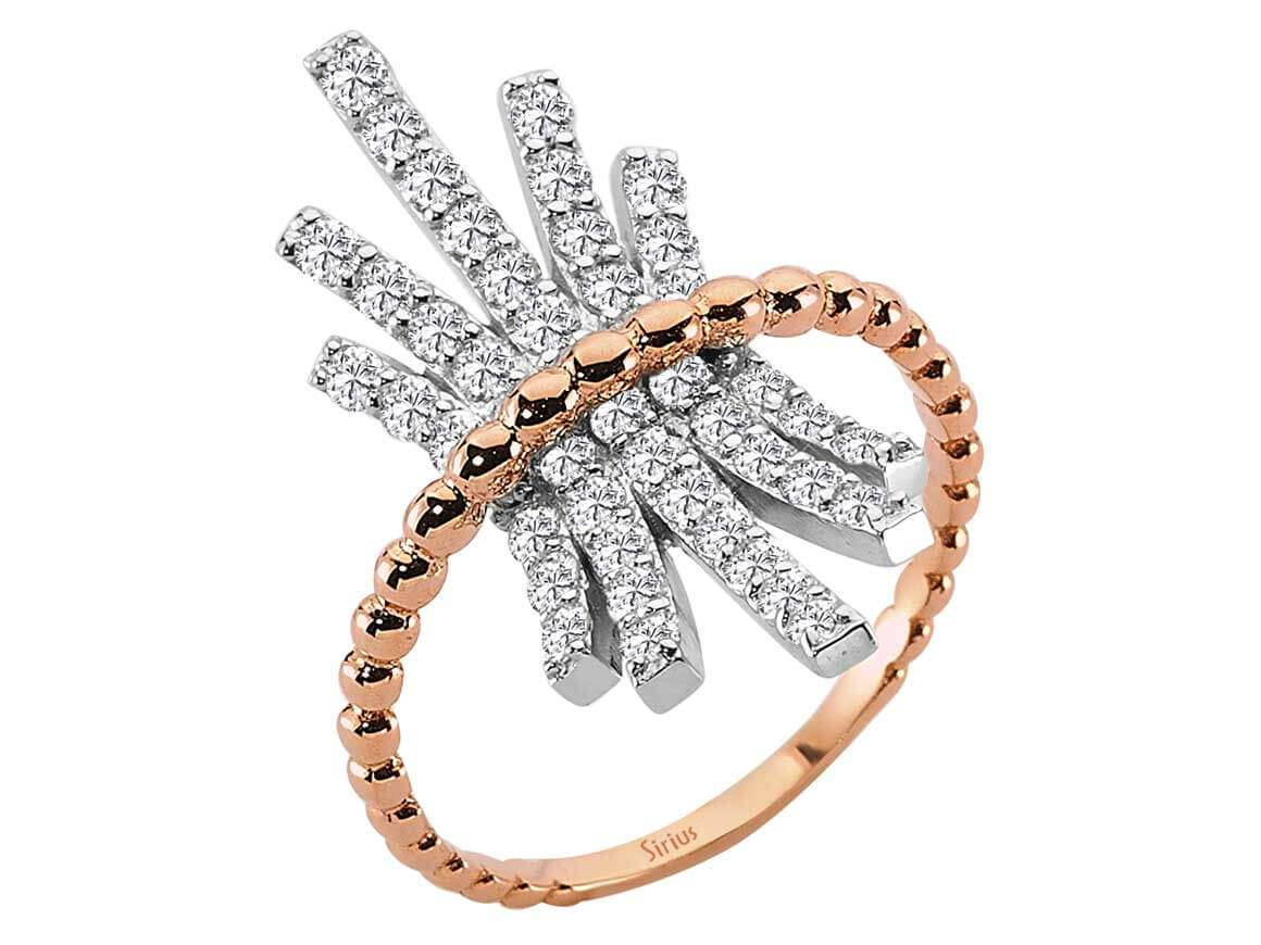 Rose gold ring "Nazca" with 46 lab-grown diamonds