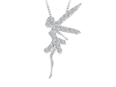 Fairy pendant with diamonds | 8K white gold