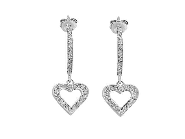 Boucles d’oreilles pendantes en forme de cœur avec diamants - Or 14 carats - Bijoux haut de gamme de Rosy Lab Diamonds