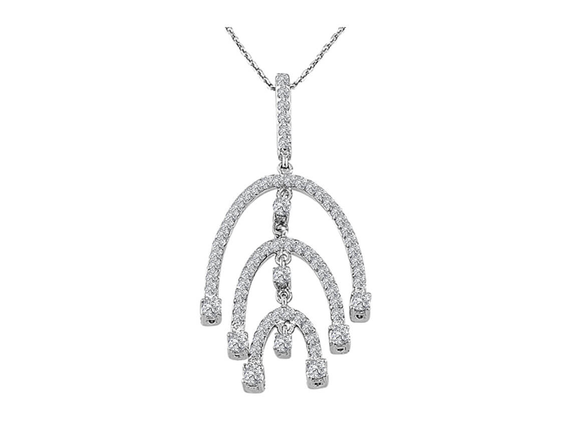 Élégante chaîne pendentif avec 76 diamants – 0,90 ct | 14K or blanc