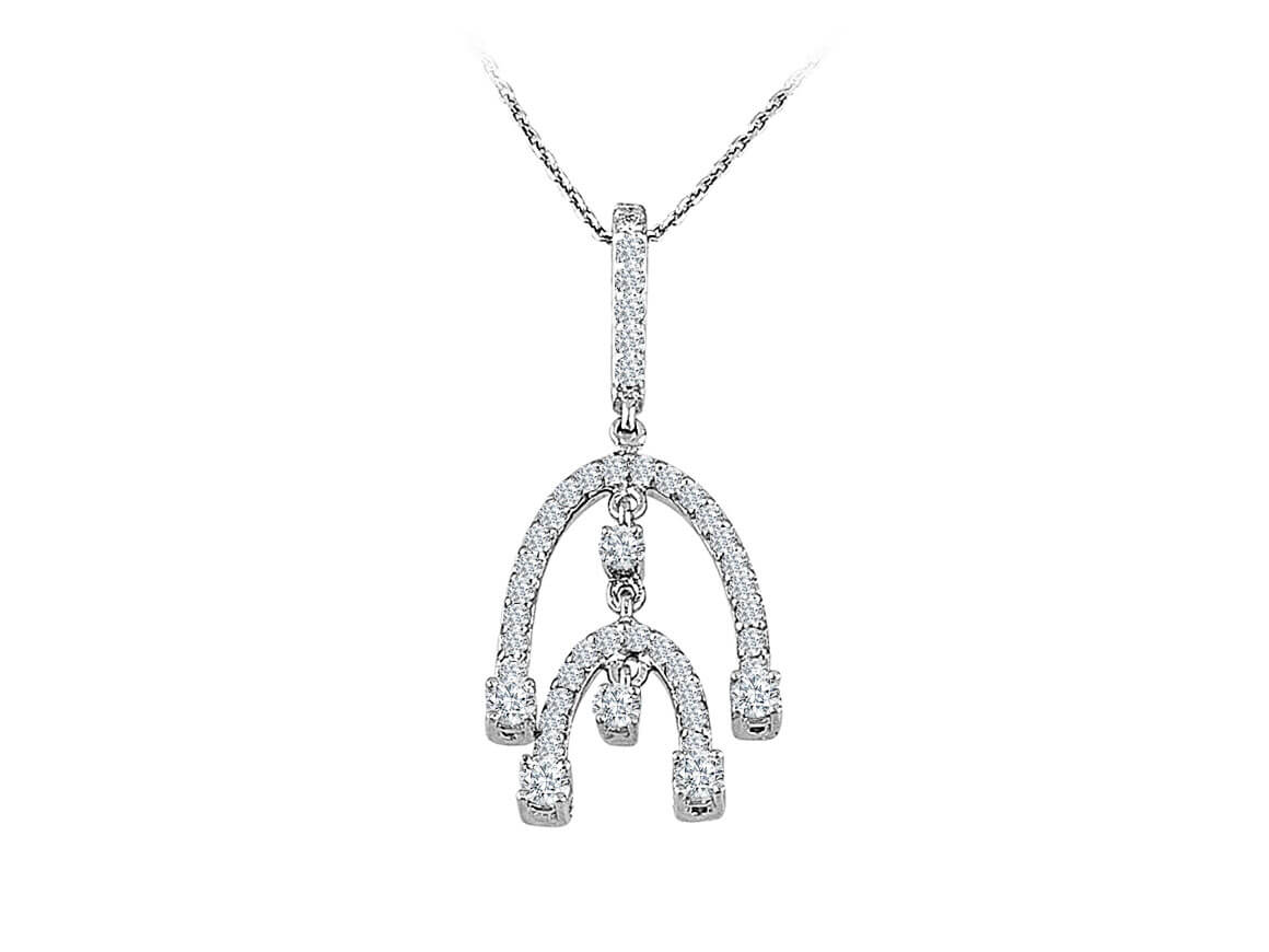 Movable diamond necklace with 45 brilliant-cut diamonds – 0.54 ct | 18K white gold
