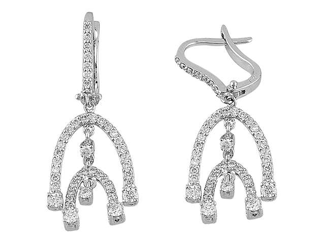 Verspielte Hängeohrringe mit Diamanten aus 14K Weißgold