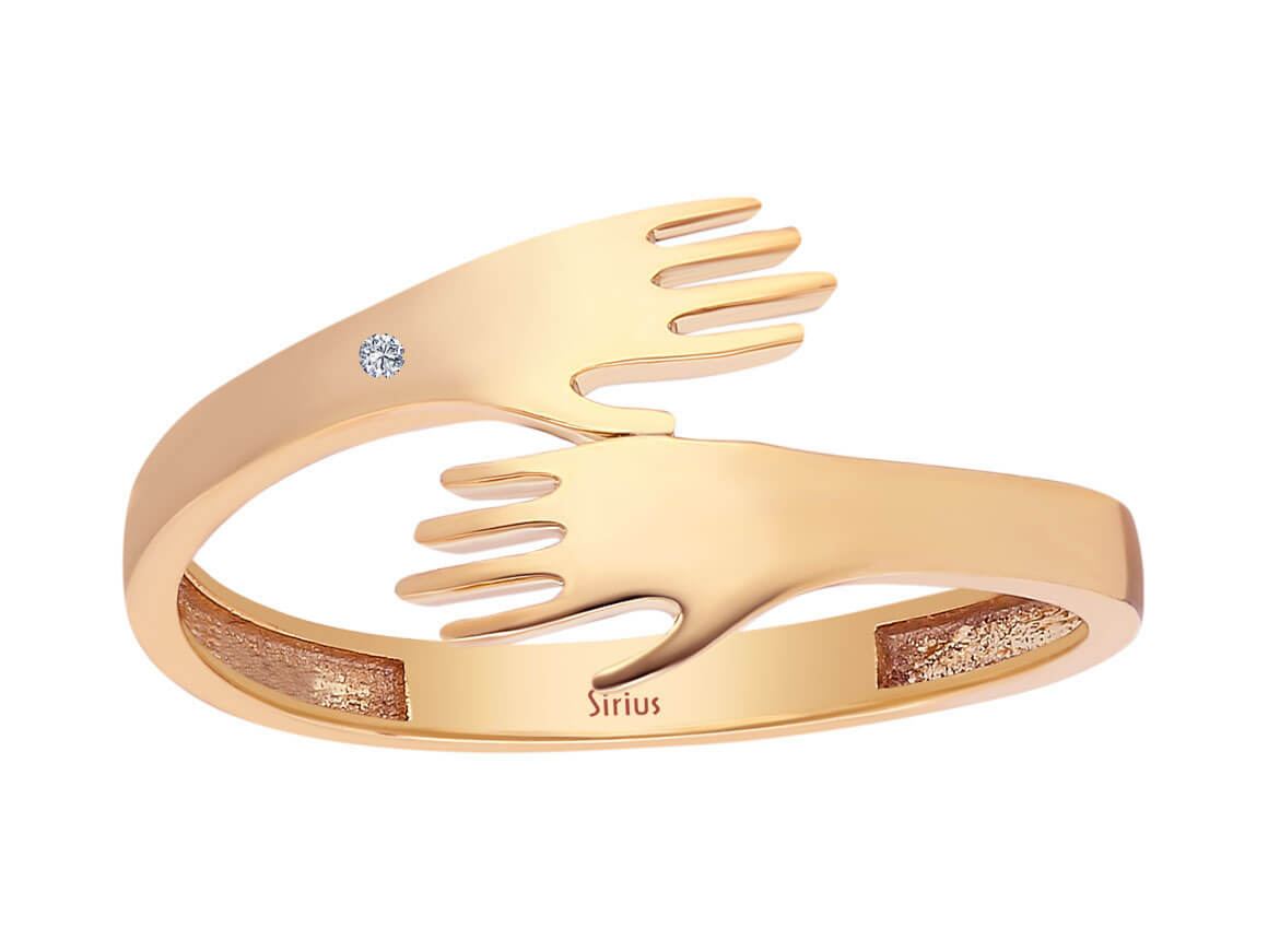 Rose Gold Ring “Embracing Hands” with Diamond | 14K – high-quality Jewelry by Rosy Lab Diamonds