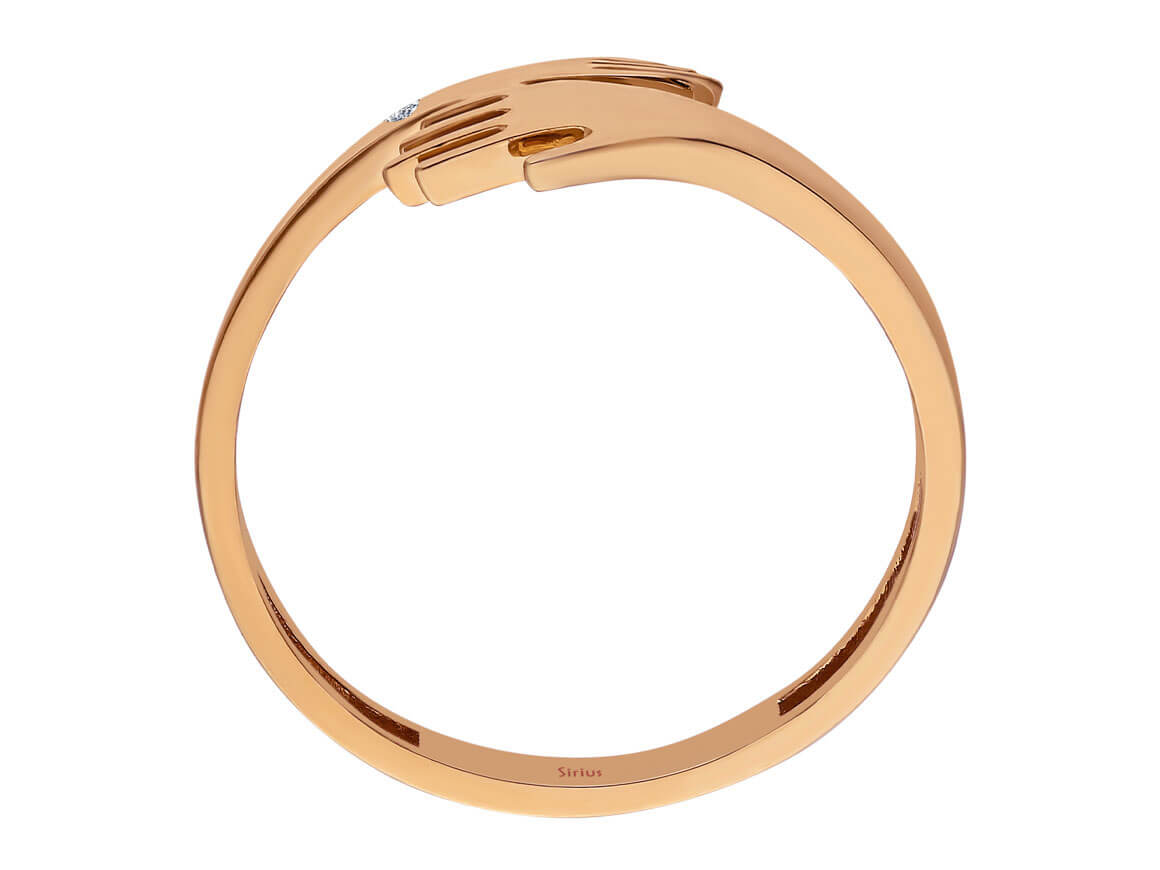 Zarter Roségold-Ring „Sich umarmende Hände“ mit Diamant, 14K