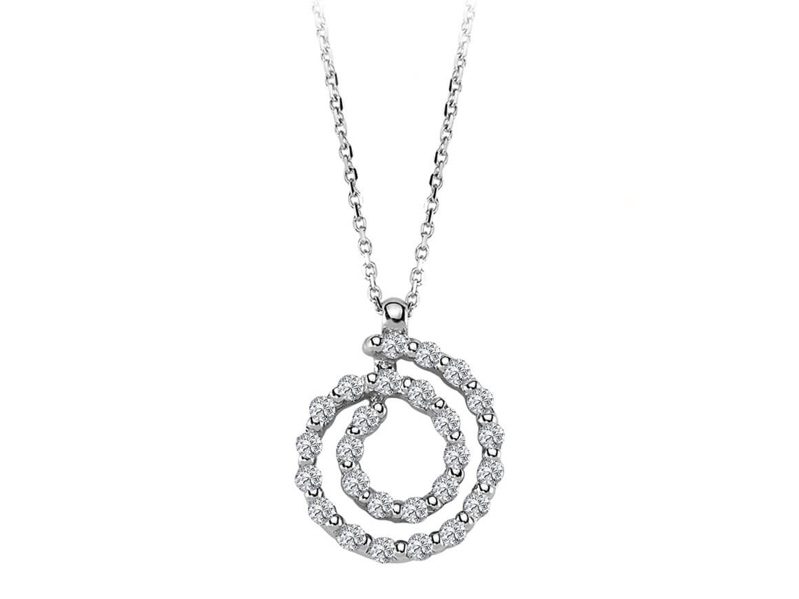 Pendentif en spirale avec 26 diamants de laboratoire - chaîne en or blanc 14 carats - Bijoux haut de gamme de Rosy Lab Diamonds