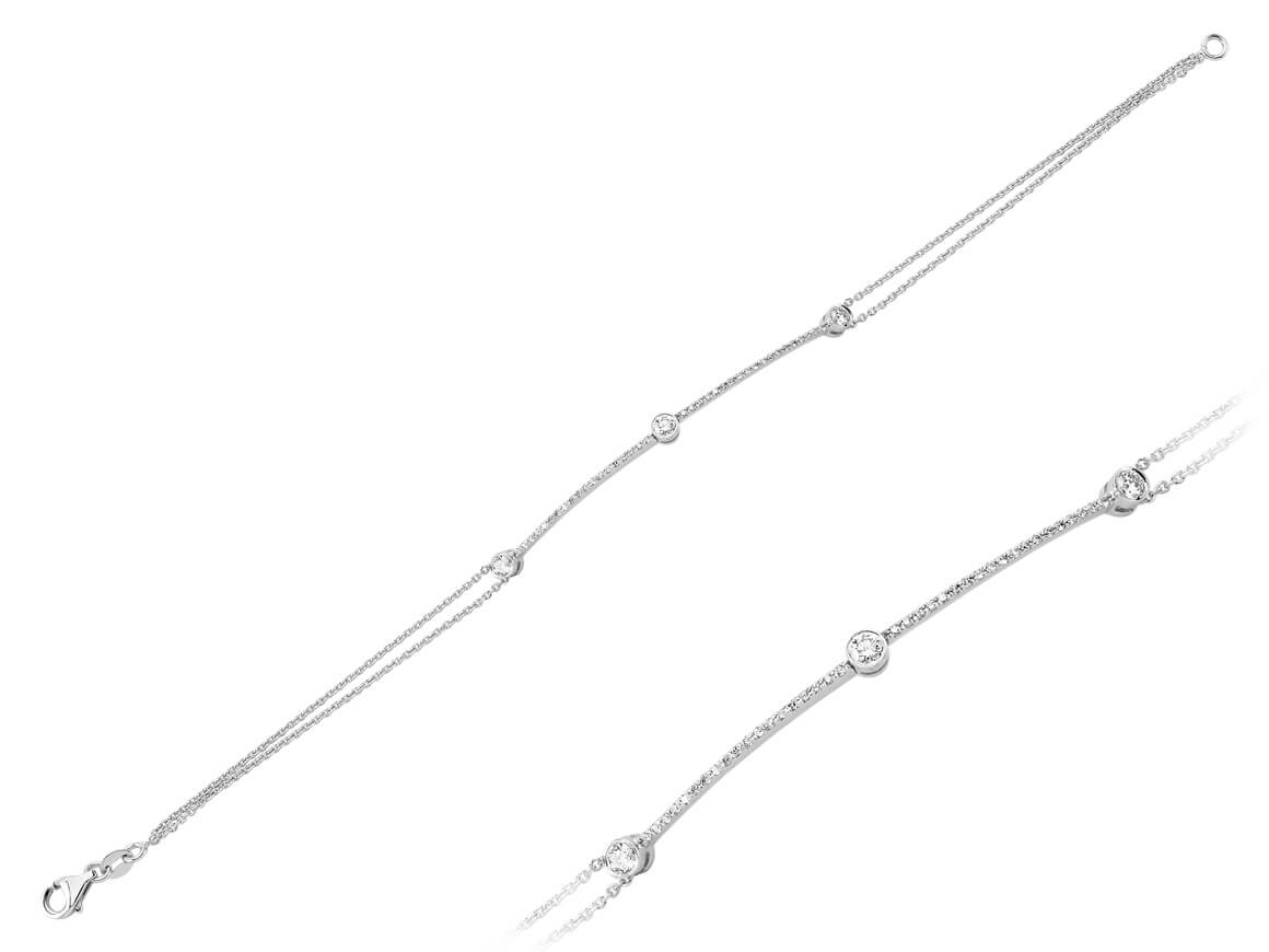 Fine row-stone bracelet with 41 diamonds in 14K white gold – 0.35 ct
