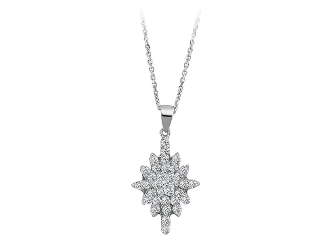 قلادة Sirius-Stern مع ألماس | ذهب أبيض عيار 14 قيراطًا | 04P0078 - مجوهرات فاخرة من Rosy Lab Diamonds